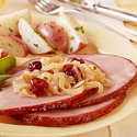 Glazed Ham with Dried Cherry Caramelized Onions